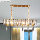 GobekUsa Crystal Drop Island Lighting - 12 Heads, Modern Clear Oval Design for Dining Hall