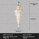 GobekUsa Crystal Duplex Chandelier: Luxury Living & Stair Lamp for Loft Apartment & Villa