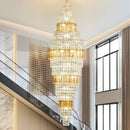 GobekUsa Crystal Duplex Chandelier: Luxe Hollow Design for Living Room, Staircase.