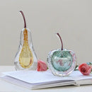 GobekUsa Crystal Glass Apple Pear Ornaments Home Decor Figurines