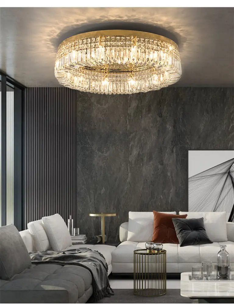 GobekUsa Crystal LED Chandelier Ceiling Light - Gold, photo 9 of 31