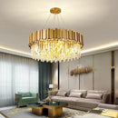 GobekUsa Crystal LED Chandelier: Adjustable Metal Hanging Lamp for Living Room, Dining, Bedroom