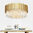 GobekUsa Crystal LED Chandelier: Adjustable Metal Hanging Lamp for Living Room, Dining, Bedroom
