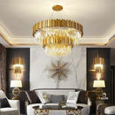GobekUsa Crystal LED Chandelier: Adjustable Metal Hanging Lamp for Living Room, Dining, Bedroom