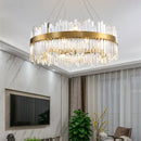 GobekUsa Crystal LED Chandelier: Elegant Gold Lighting for Dining Room
