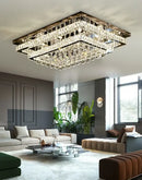 GobekUsa Crystal LED Chandelier Silver Chrome Remote Control Light