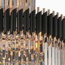 GobekUsa Crystal LED Chandeliers: Luxury Multi-layer Staircase Lighting, Black Stainless Steel