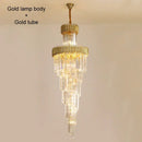 GobekUsa Crystal LED Chandeliers: Luxury Multi-layer Staircase Lighting, Black Stainless Steel