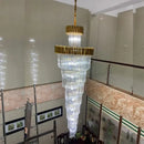GobekUsa Crystal LED Chandeliers: Luxury Multi-layer Staircase Lighting, Black Stainless Steel