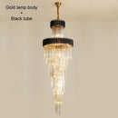GobekUsa Crystal LED Chandeliers: Luxury Multi-layer Staircase Lighting, Black Stainless Steel