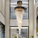 GobekUsa Crystal LED Chandeliers: Luxury Multi-layer Staircase Lighting, Black Stainless Steel