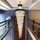 GobekUsa Crystal LED Chandeliers: Luxury Multi-layer Staircase Lighting, Black Stainless Steel