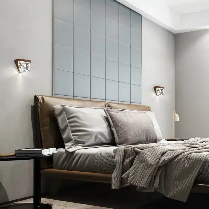 GobekUsa Crystal LED Wall Sconce: Modern Minimalist Bedroom Luxury Light, photo 4 of 9