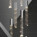 GobekUsa Crystal Loft Chandelier for Duplex Living Room & Stairwell, Long Hanging Lighting