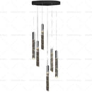 GobekUsa Crystal Loft Chandelier for Duplex Living Room & Stairwell, Long Hanging Lighting