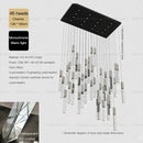 GobekUsa Crystal Loft Chandelier for Duplex Living Room & Stairwell, Long Hanging Lighting