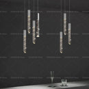GobekUsa Crystal Loft Chandelier for Duplex Living Room & Stairwell, Long Hanging Lighting