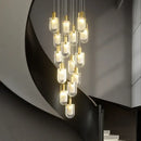 GobekUsa Crystal Loft Chandelier for Staircase, Living Room, and Apartment Luxe Lighting