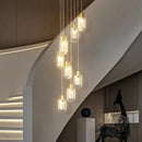 GobekUsa Crystal Loft Chandelier for Staircase, Living Room, and Apartment Luxe Lighting