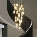 GobekUsa Crystal Loft Chandelier for Staircase, Living Room, and Apartment Luxe Lighting