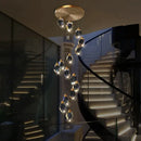 GobekUsa Crystal Loft Chandelier for Villa Duplex, Large Pendant Lighting for Stairwell