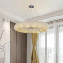 GobekUsa Crystal Loft Chandelier: Modern Luxury Circle Pendant Lamp for Living Room Lighting