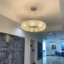 GobekUsa Crystal Loft Chandelier: Modern Luxury Circle Pendant Lamp for Living Room Lighting
