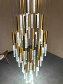 GobekUsa Crystal Loft Chandelier: Modern Nordic Art Deco Gold LED Lighting for Living Room