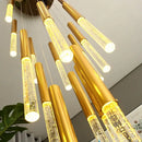 GobekUsa Crystal Loft Chandelier: Modern Nordic Art Deco Gold LED Lighting for Living Room