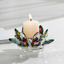 Colorful crystal lotus candle holder dining room aromatherapy base by Decorbites
