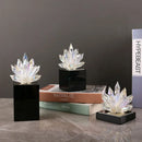GobekUsa Crystal Lotus Tabletop Decoration with Black Base