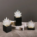 GobekUsa Crystal Lotus Tabletop Decoration with Black Base