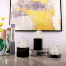 GobekUsa Crystal Lotus Tabletop Decoration with Black Base