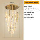 GobekUsa Crystal Lustre Pendant Lights with Dimmable LED, Adjustable Cable - Gold Chrome Steel