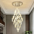 GobekUsa Crystal Lustre Pendant Lights with Dimmable LED, Adjustable Cable - Gold Chrome Steel
