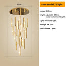 GobekUsa Crystal Lustre Pendant Lights with Dimmable LED, Adjustable Cable - Gold Chrome Steel