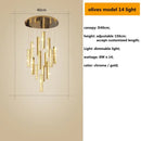 GobekUsa Crystal Lustre Pendant Lights with Dimmable LED, Adjustable Cable - Gold Chrome Steel