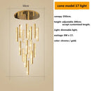 GobekUsa Crystal Lustre Pendant Lights with Dimmable LED, Adjustable Cable - Gold Chrome Steel