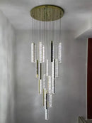 GobekUsa Crystal Lustre Pendant Lights with Dimmable LED, Adjustable Cable - Gold Chrome Steel