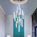 GobekUsa Crystal Lustre Pendant Lights with Dimmable LED, Adjustable Cable - Gold Chrome Steel