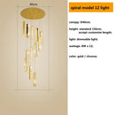 GobekUsa Crystal Lustre Pendant Lights with Dimmable LED, Adjustable Cable - Gold Chrome Steel