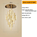 GobekUsa Crystal Lustre Pendant Lights with Dimmable LED, Adjustable Cable - Gold Chrome Steel