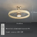 GobekUsa Crystal Luxury Ceiling Fan Light with Invisible Blades & Remote Control