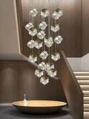 GobekUsa Crystal Modern Chandelier for Living Room Luxury Loft LED Lighting Staircase Chandelier