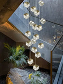 GobekUsa Crystal Modern Chandelier for Living Room Luxury Loft LED Lighting Staircase Chandelier