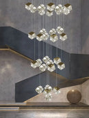 GobekUsa Crystal Modern Chandelier for Living Room Luxury Loft LED Lighting Staircase Chandelier
