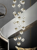 GobekUsa Crystal Modern Chandelier for Living Room Luxury Loft LED Lighting Staircase Chandelier
