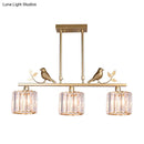 GobekUsa Crystal Prism Island Light Fixture with Lodge Pendant and Bird-Leaf Decor