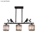 GobekUsa Crystal Prism Island Light Fixture with Lodge Pendant and Bird-Leaf Decor