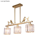 GobekUsa Crystal Prism Island Light Fixture with Lodge Pendant and Bird-Leaf Decor
